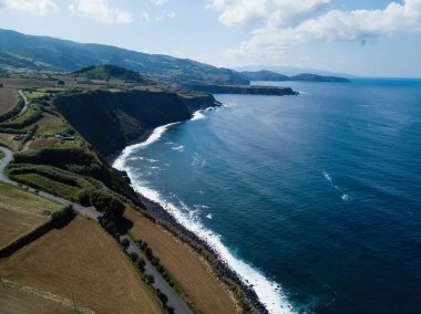 Top view of the San Miguel island coasts, Azores, Portugal.