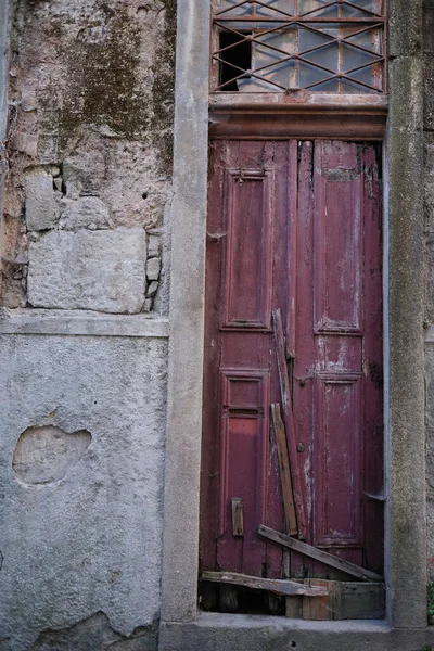 Fragment Facade Abandoned House Old Center Porto Portugal — Φωτογραφία Αρχείου