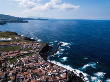 San Miguel Adası, Azores, Portekiz 'deki Maia' da hava manzarası.