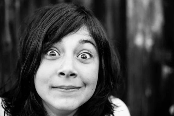 Retrato Cerca Adolescente Emocional Fotografía Blanco Negro —  Fotos de Stock