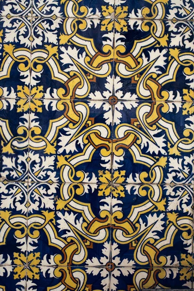 Traditional Old Tiles Wall Street Portuguese Painted Tin Glazed Azulejos — Stock Photo, Image