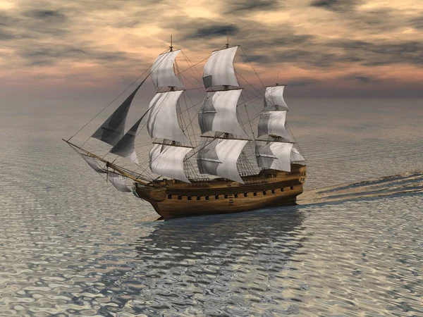 Illustration Sailing Ship Calm Ocean Digitally Rendered Illustration — Stock Photo, Image