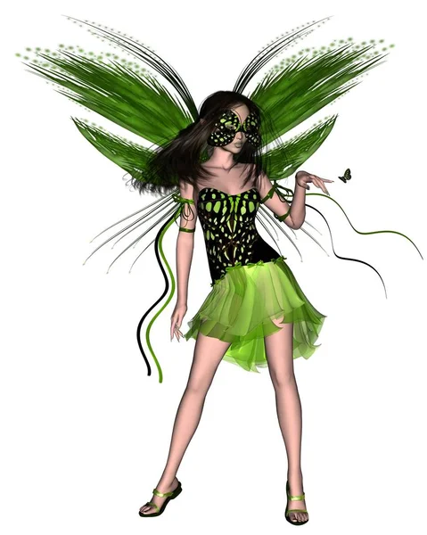 Fantasy Illustration Green Butterfly Fairy Digitally Rendered Illustration — Stock Photo, Image