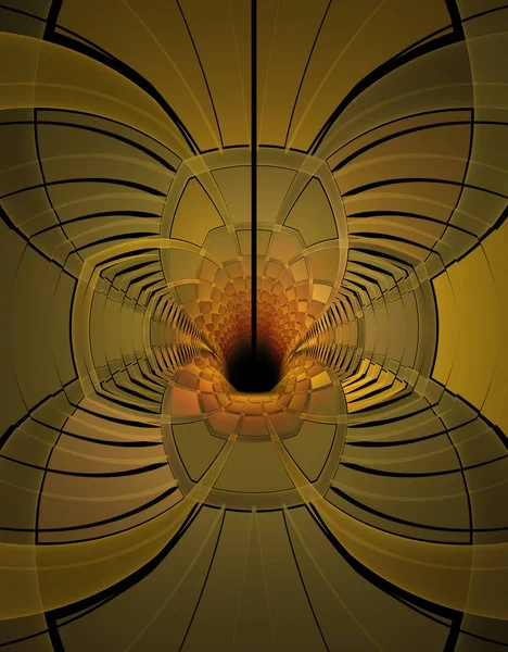 科幻小说的说明黄色金属隧道设计的纹理 背景和壁纸 — 图库照片