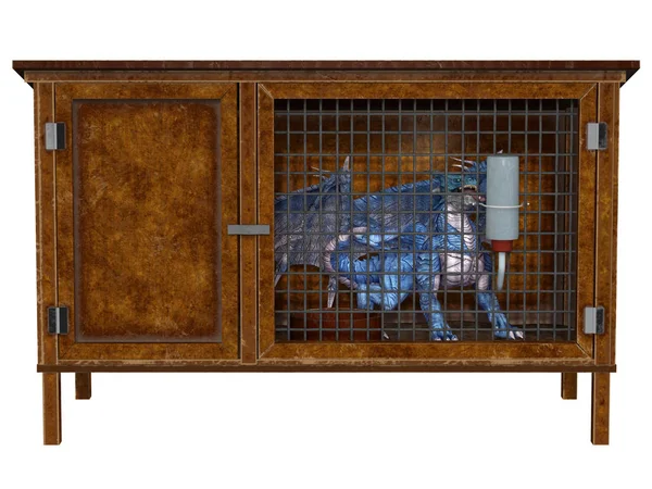 Illustration Fantastique Petit Dragon Bleu Conservé Comme Animal Compagnie Dans — Photo