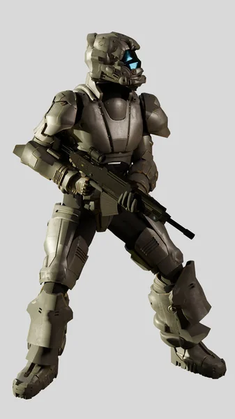 Science Fiction Futuristic Sci Space Marine Trooper Heavy Rifle Armour — Stock Photo, Image