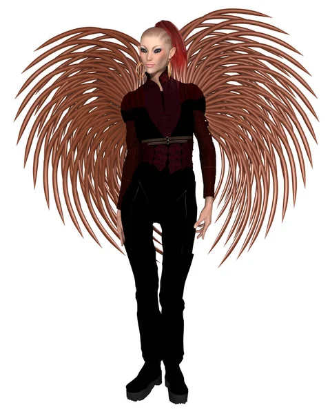 Sfファンタジーは 金属翼を持つSf妖精のイラスト 3Dデジタルレンダリングイラスト — ストック写真