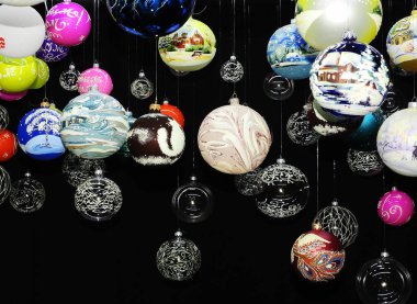 Noel oyuncaklar arka plan. Atış Moskova Uluslararası Fuarı yapıldı. Eylül, 2018