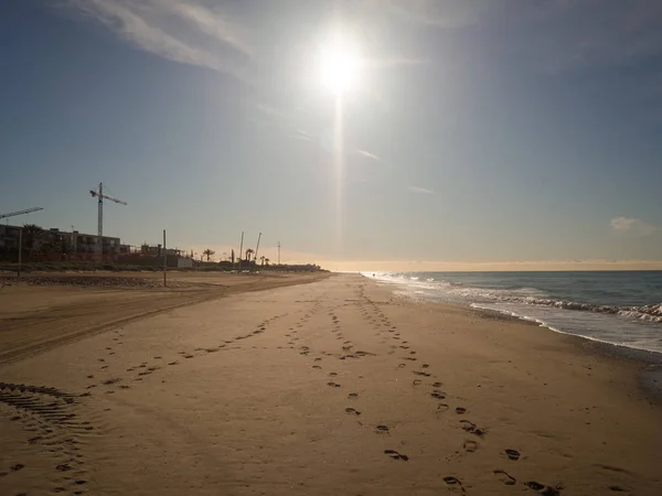 Gava Barcelona Beach Vid Soluppgången Härlig Dag Att Njuta Det — Stockfoto