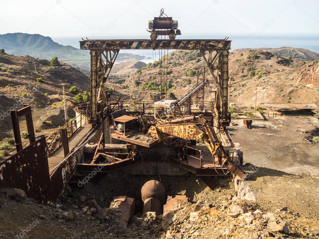 material and abandoned mining industrial machinery in Cartagena in La Union