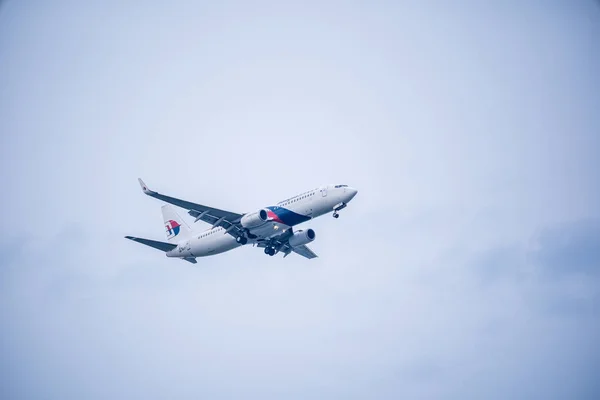 Bangkok Thaïlande Mai 2018 Airbus Malaisien Approche Piste Pour Atterrissage — Photo