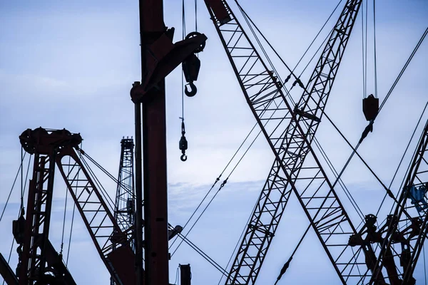 Silhouette Grues Construction Magasin — Photo