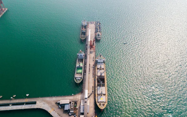 Aerial View Container Ship Import Export Business Industry Sriracha Industrial — Stock Photo, Image