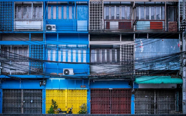 Fachada Uma Antiga Casa Fileira Bangkok Tailândia — Fotografia de Stock