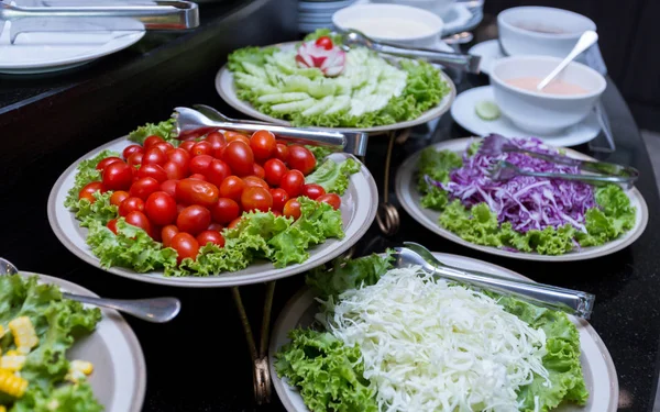 Salad bar fresh vegetables with fruit — Stock Photo, Image