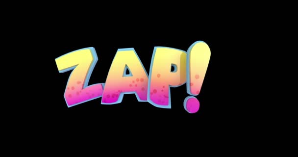 Animatie Van Een Cartoon Onomatopee Comic Book Stijl Met Alfakanaal — Stockvideo