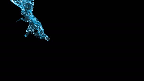Animación Flujo Agua Azul Con Alfa — Vídeo de stock