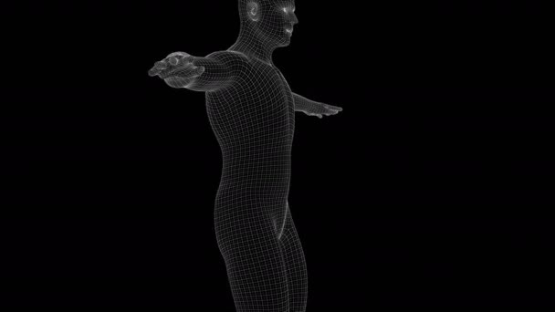 Animação Homem Holograma Raios — Vídeo de Stock