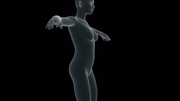 Animación Una Mujer Holograma Rayos — Vídeos de Stock