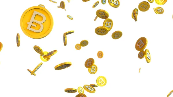 바탕에 떨어지는 Bitcoin 동전의 — 스톡 사진