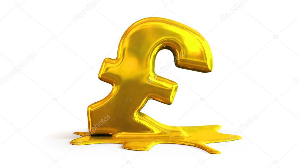 3D illustration of pound symbol melting