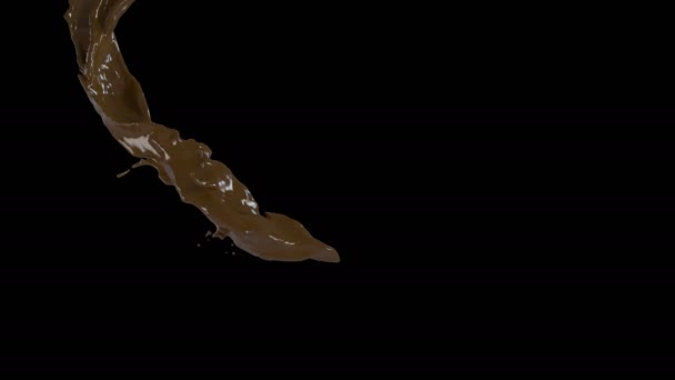 Animação Fluxo Chocolate Com Camada Alfa — Vídeo de Stock
