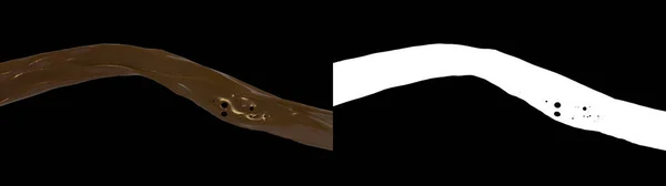 3D illustration of a chocolate flow with alpha  layer