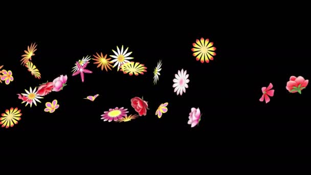 Animation Flower Petals Flow Alpha Layer — Stock Video