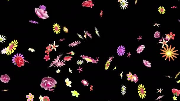 Animação Fluxo Pétalas Flor Com Camada Alfa — Vídeo de Stock