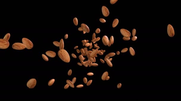 带阿尔法层的杏仁流的3D动画 — 图库视频影像