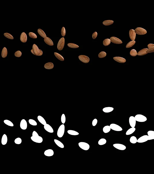 3D illustration of a almond flow with alpha layer