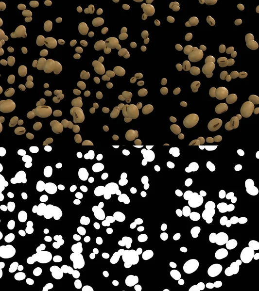 アルファ層を持つ大豆の流れの3Dイラスト — ストック写真