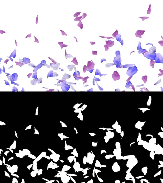 アルファ層で流れる花びらの3Dイラスト — ストック写真