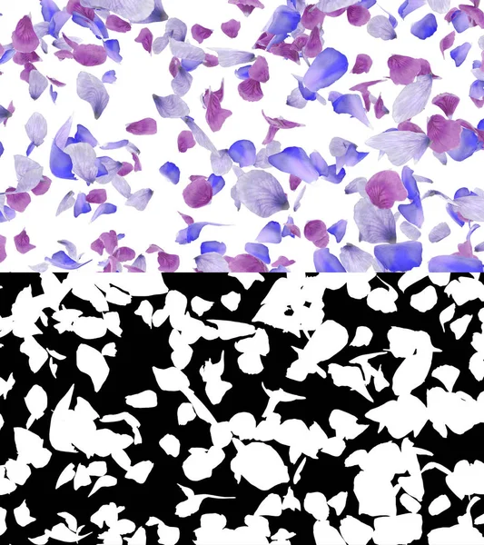 アルファ層で流れる花びらの3Dイラスト — ストック写真