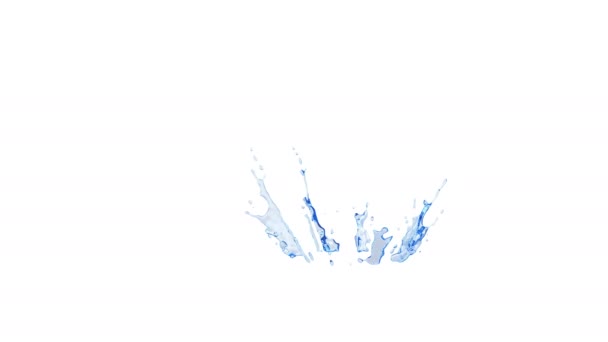 Animación Una Salpicadura Agua Azul Con Capa Alfa — Vídeo de stock