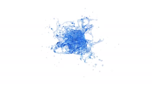 Animation Eines Blauen Wasserspritzers Mit Alpha Schicht — Stockvideo