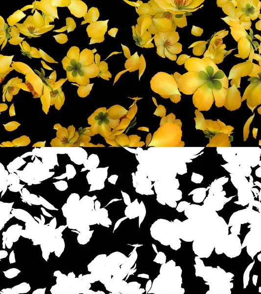 Ilustracja Żółty Kwiat Płatków Przepływu Warstwą Alfa — Zdjęcie stockowe