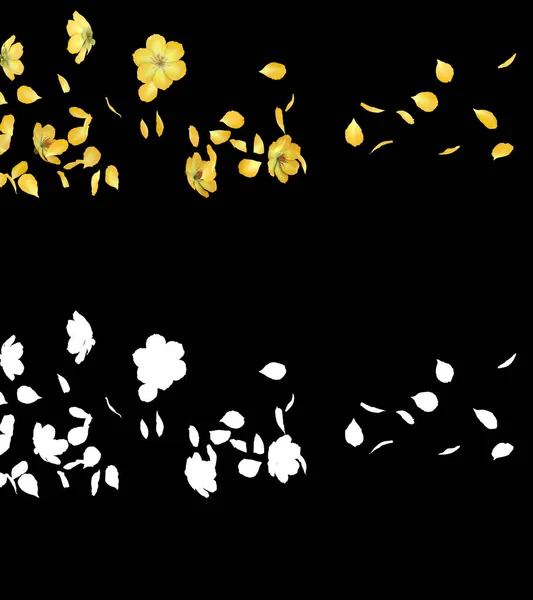 Illustration Écoulement Pétales Fleurs Jaunes Avec Couche Alpha — Photo