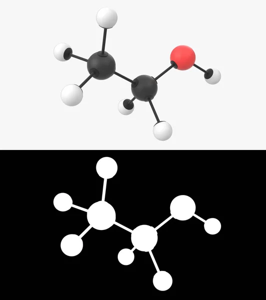 Ilustração Uma Molécula Etanol Com Camada Alfa — Fotografia de Stock