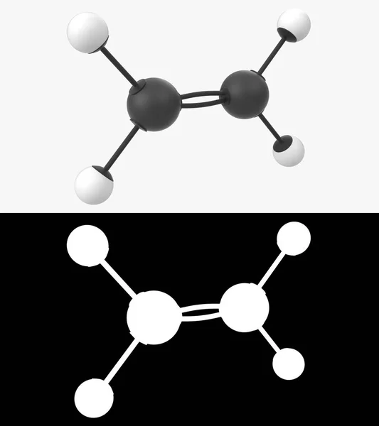 Ilustração Uma Molécula Etileno Com Camada Alfa — Fotografia de Stock