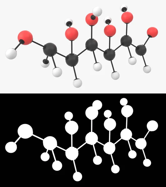 Ilustração Uma Molécula Cadeia Aberta Glicose Com Camada Alfa — Fotografia de Stock