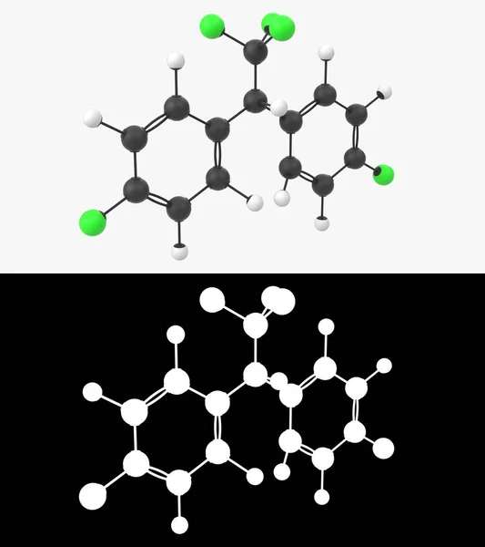 Illustrazione Una Molecola Pesticida Ddt Con Strato Alfa — Foto Stock