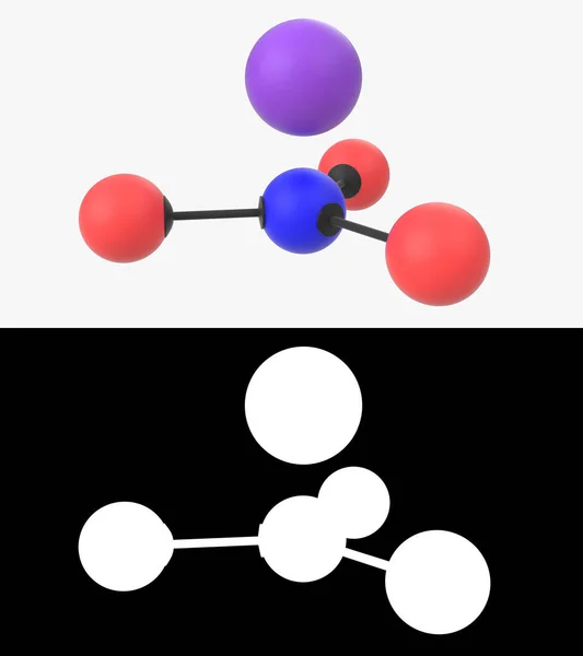 Illustrazione Una Molecola Nitrato Potassio Con Strato Alfa — Foto Stock