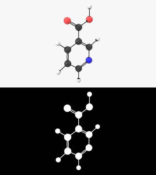 Illustrazione Una Molecola Vitamina Niacina Con Strato Alfa — Foto Stock