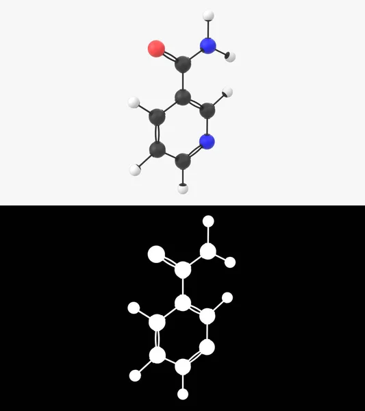 Ilustração Uma Molécula Niacinamida Vitamina Com Camada Alfa — Fotografia de Stock