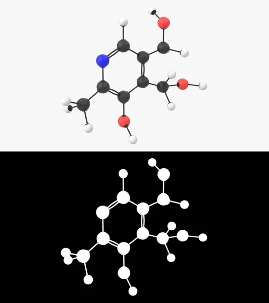 Illustration Une Molécule Pyridoxine Vitamine Avec Couche Alpha — Photo