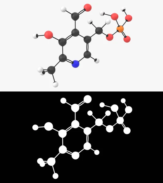 Ilustración Una Molécula Fosfato Piridoxal Vitamina Con Capa Alfa —  Fotos de Stock