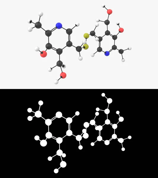 Ilustración Una Molécula Piritinol Vitamina Con Capa Alfa —  Fotos de Stock