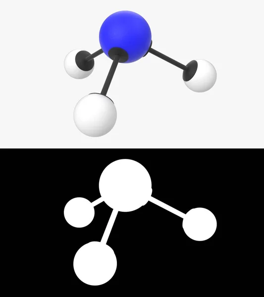 Ilustração Uma Molécula Amônia Com Camada Alfa — Fotografia de Stock