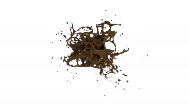 Анимация Шоколадного Брызга Альфа Слоем — стоковое видео